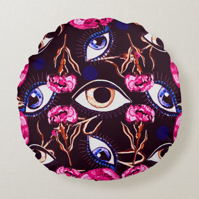 Mountain eye. Abstract pattern Round Pillow (Front)