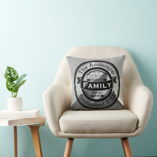 Mountain Family Rules, Name and Year Established Throw Pillow