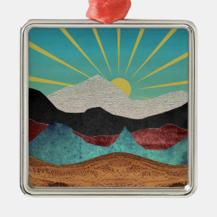 Mountain Fantasy Sunrise Metal Ornament