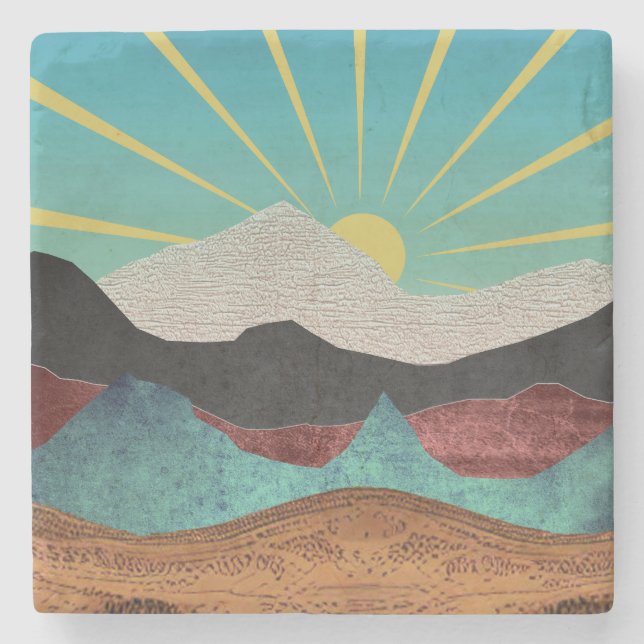 Mountain Fantasy Sunrise Stone Coaster (Front)
