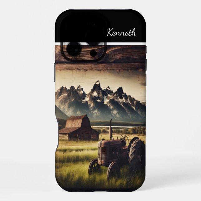Mountain Field Tractor iPhone Case (Back)