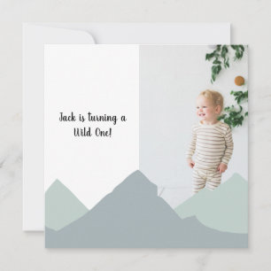 Mountain First Birthday Photo Invitation