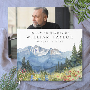 Mountain Floral  In Loving Memory Funeral Photo Guest Book