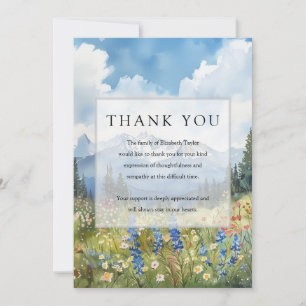 Mountain Floral Meadow Celebration of Life Funeral Thank You Card