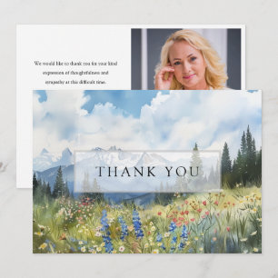 Mountain Floral Meadow Celebration of Life Funeral Thank You Card
