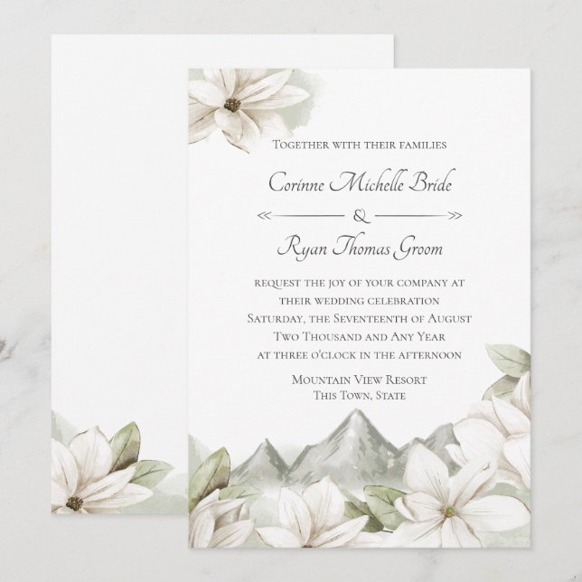 Mountain Floral Wedding Invitation (Front/Back)