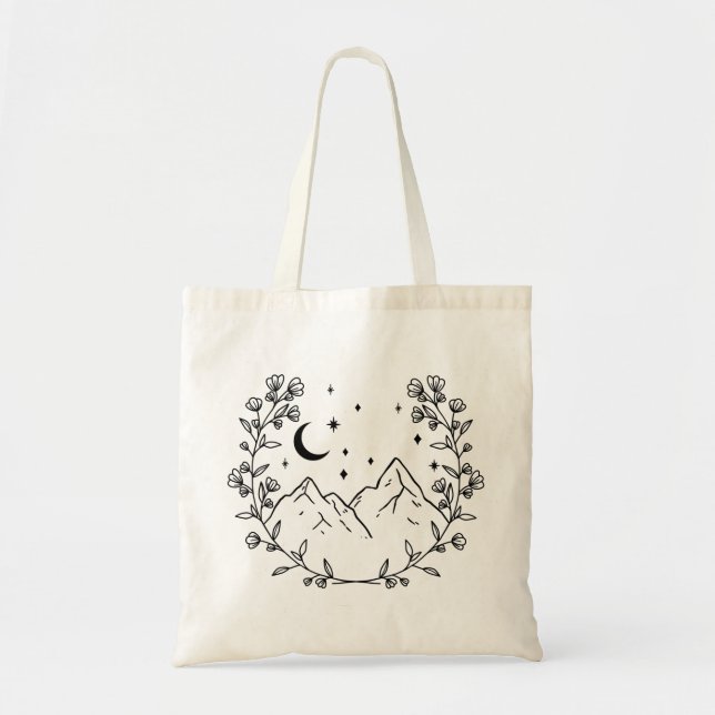 Mountain Floral Wreath Tote Bag (Front)