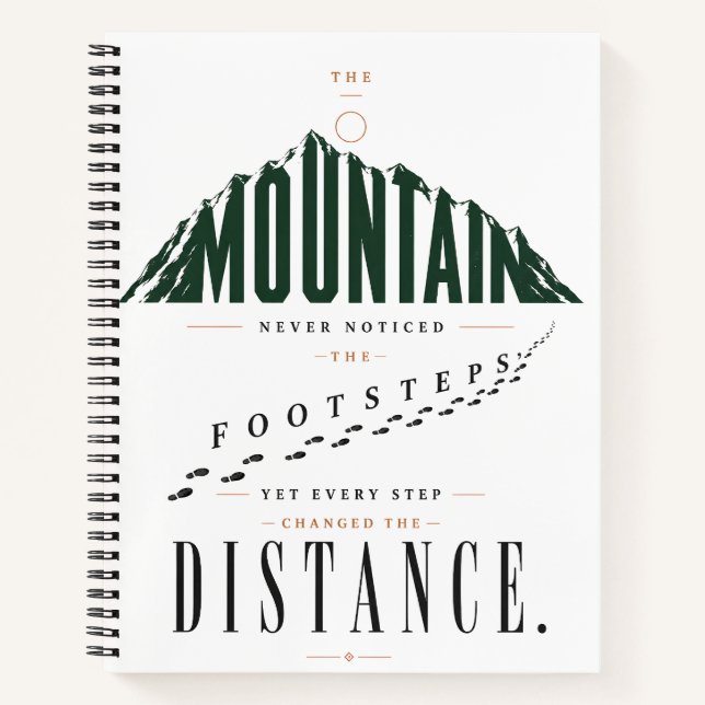 Mountain Footsteps Distance Quote Notebook (Front)