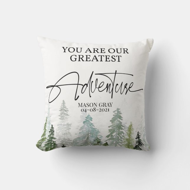 Mountain, forest, Adventure, Nursery decor Throw Pillow (Front)