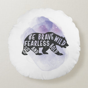 Mountain Forest Bear Lover Silhouette Round Pillow