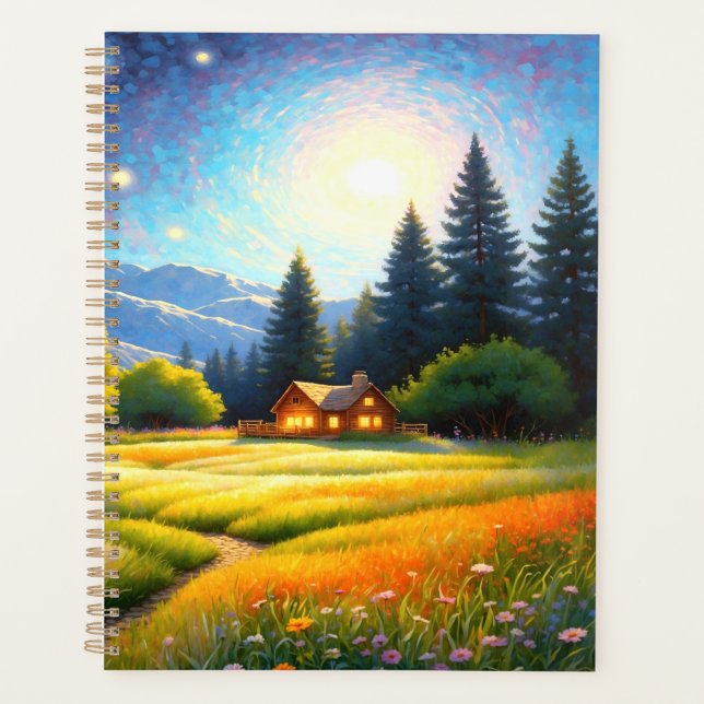 Mountain Forest Cabin Art Planner (Front)