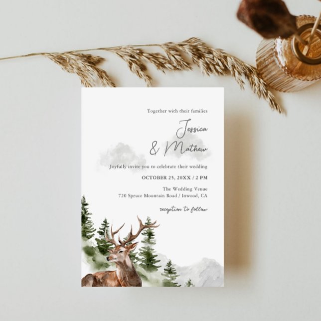 Mountain Forest Deer Wedding Invitation (Creator Uploaded)