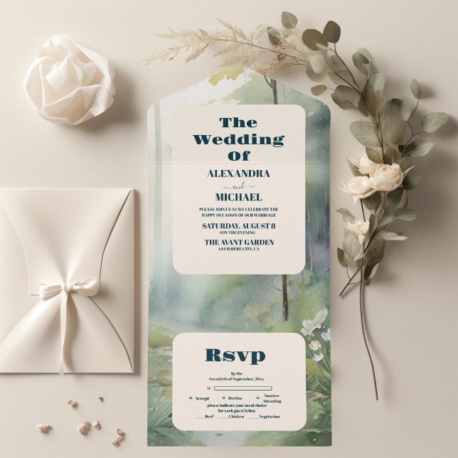 Mountain Forest Elegant Rustic Wedding All In One Invitation (Creator Uploaded)