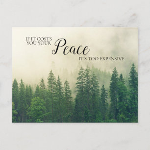 Mountain Forest Fog Peace Inspirational Quote Postcard