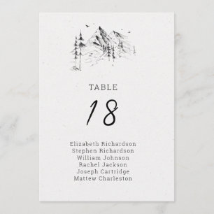 Mountain forest guests' names table numbers