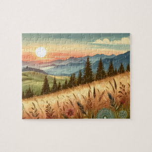 Mountain Forest Hills Country Boho Nature Jigsaw Puzzle