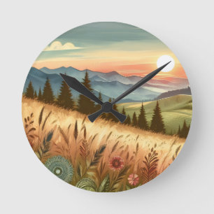 Mountain Forest Hills Country Nature iPhone Case Round Clock