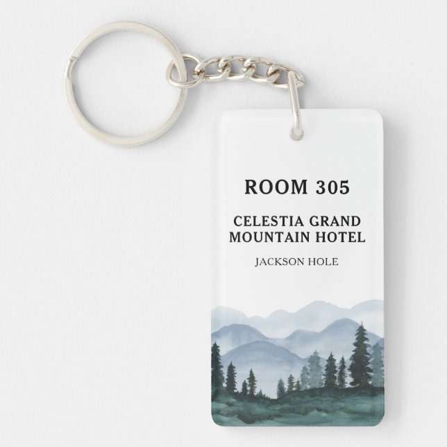 Mountain Forest Hotel or Motel Keychain (Front)