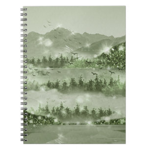 Mountain Forest Lake Landscape Mixed Media Notebook