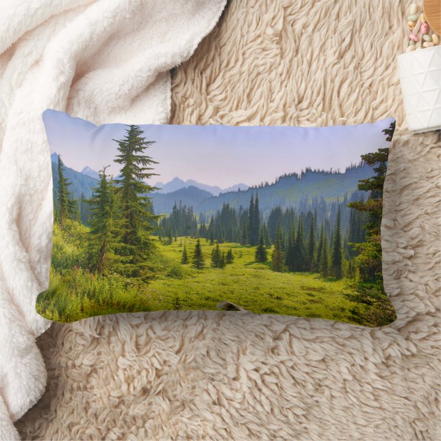 Mountain & Forest Landscape Washington State Lumbar Pillow (Blanket)