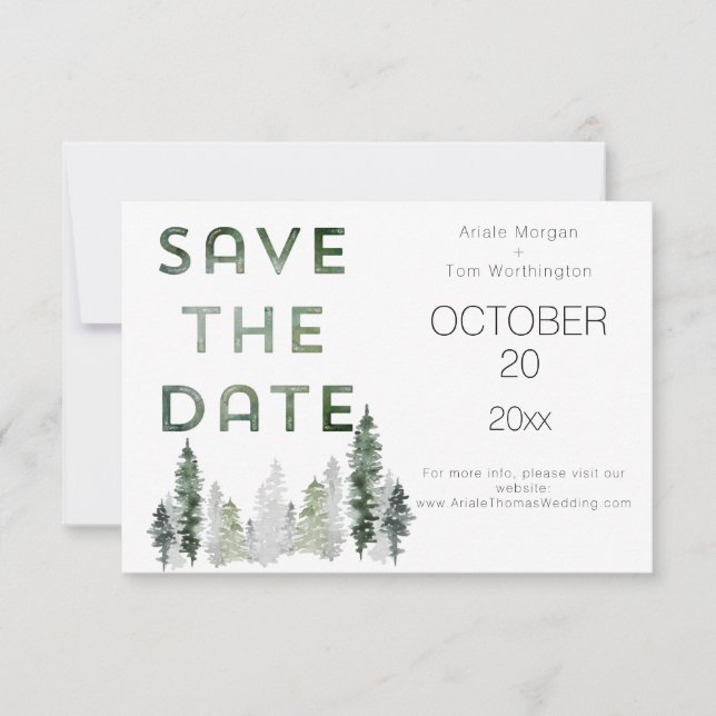 Mountain Forest Modern Save The Date (Front)