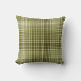 Mountain Forest Olive Green Plaid Throw Pillow