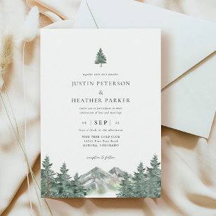 Mountain Forest Pine Tree Mountain Wedding Invitation