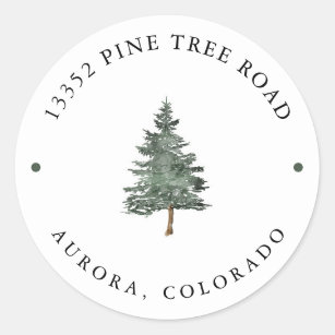 Mountain Forest Pine Tree Wedding Return Address Classic Round Sticker