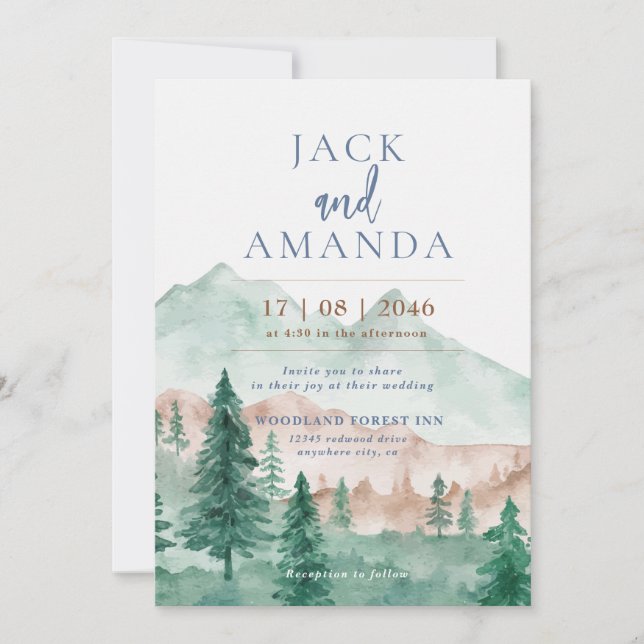 Mountain Forest Range Wedding Invitation (Front)