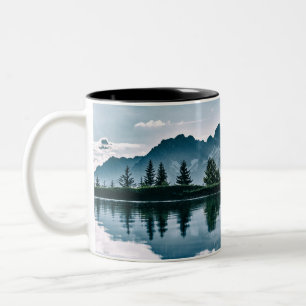 Mountain Forest Reflection Two-Tone Coffee Mug