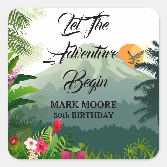 Mountain & Forest Sunset  Square Sticker (Front)