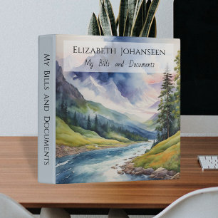 Mountain Forest Trees River Watercolor Wilderness Binder