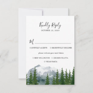 Mountain Forest Wedding RSVP with Meal Choice Card