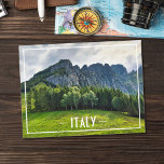 Mountain forest with pines in northern Italy Postcard<br><div class="desc">This postcard features a picture of a mountain with a pine forest on a cloudy summer day in northern Italy</div>