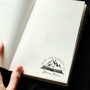 Mountain From the Library Of, Custom Book Rubber Stamp