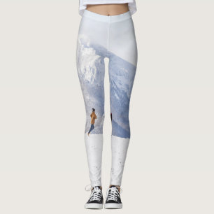 Mountain Fun: Snow-Capped Peaks Scene. Leggings