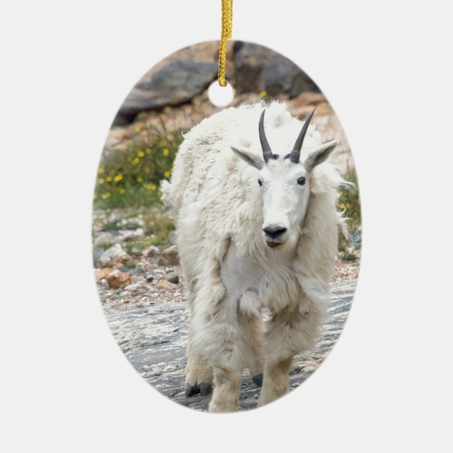 Mountain Goat Ceramic Ornament (Front)