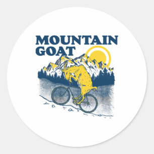 Mountain Goat Funny Mountain Biking Goat Biker Vin Classic Round Sticker
