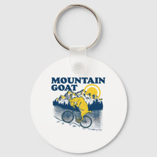 Mountain Goat Funny Mountain Biking Goat Biker Vin Keychain