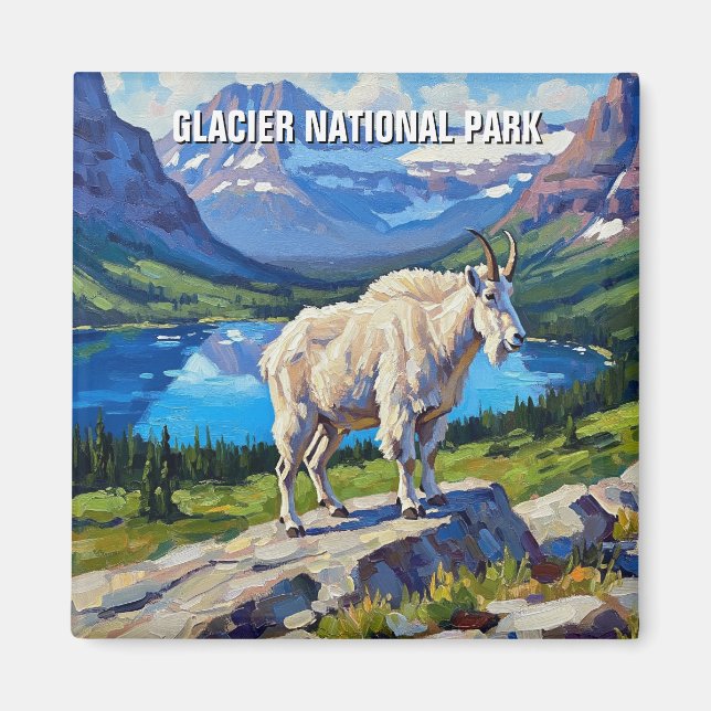 Mountain Goat in Glacier National Park Travel Magnet (Front)