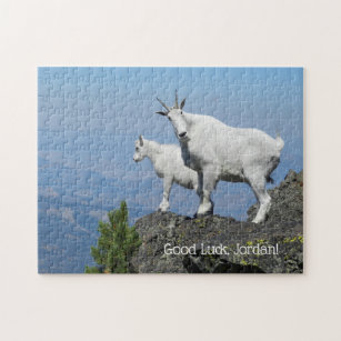 Mountain Goats Photo Template Custom Name Jigsaw Puzzle