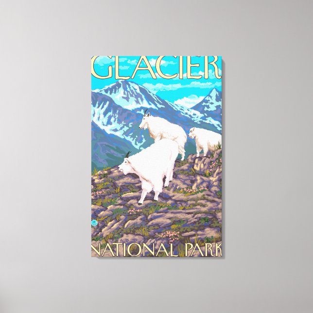 Mountain Goats Scene - Glacier National Park, Canvas Print (Front)