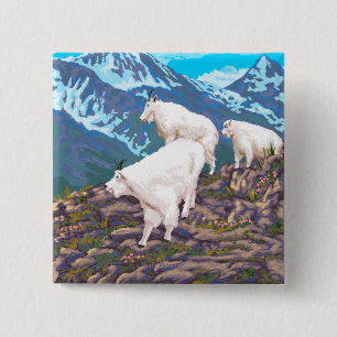 Mountain Goats Scene - Montana 2 Inch Square Button