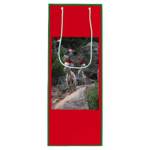 Mountain Goats wearing Santa Claus Hats Wine Gift Bag