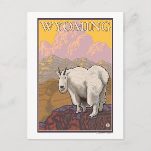 Mountain GoatWyomingVintage Travel Poster Postcard