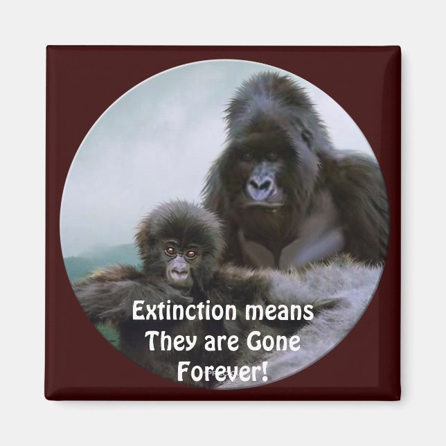 Mountain Gorillas Primate Wildlife Art Magnet (Devant)