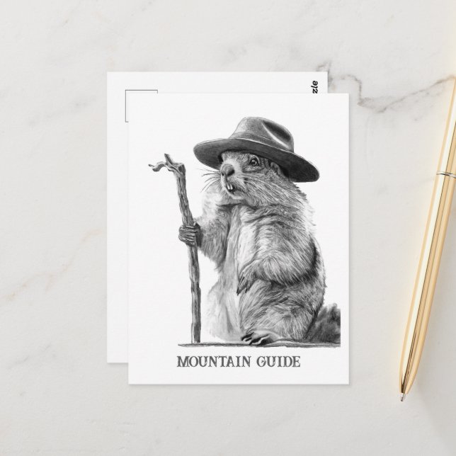 Mountain guide - Whimsical marmot design Postcard (Front/Back In Situ)
