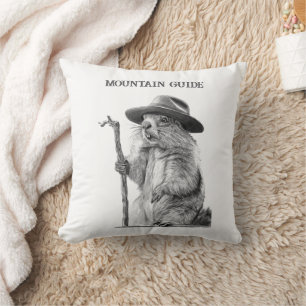 Mountain guide - Whimsical marmot design Throw Pillow