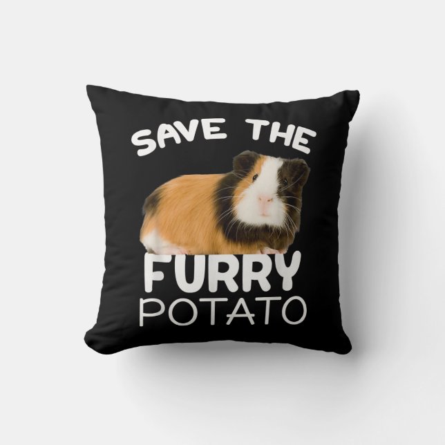Mountain Guinea Pig - Save Furry Potato Throw Pillow (Front)