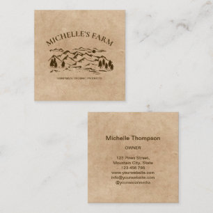 Mountain Handmade Farm Rustic Vintage Pine Tree Bu Square Business Card